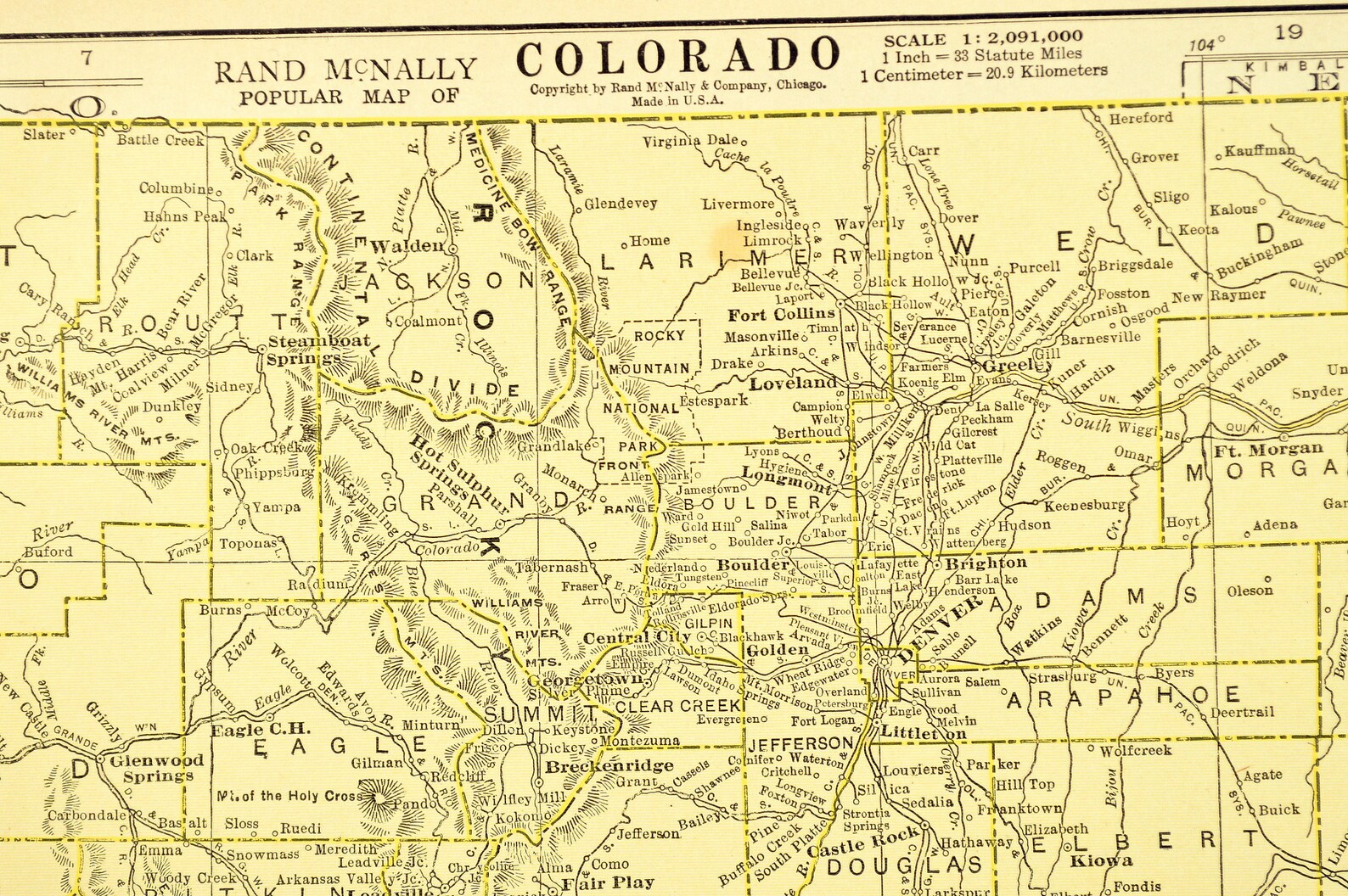 1920s Antique COLORADO Map Wall Art Decor Vintage Old ORIGINAL Etsy
