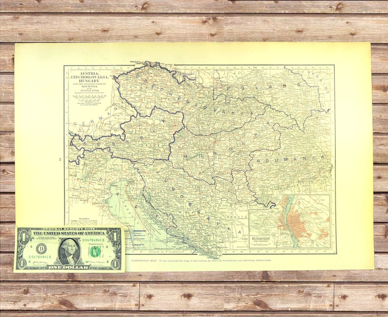 Post WWI Map of Central Europe Wall Art Decor LARGE Antique Etsy