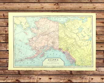 1910 fine art print fine reproduction Old map of Alaska large map rare oversize map print gold fields map