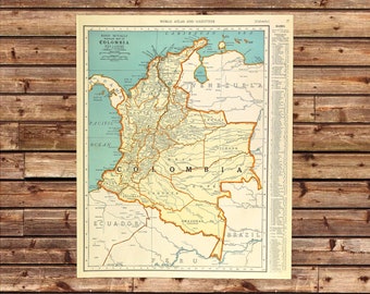 Mapa antiguo de COLUMBIA para pared, listo para enmarcar.