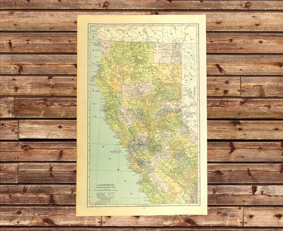 NORTHERN CALIFORNIA Map Wall Decor Art LARGE North Antique | Etsy