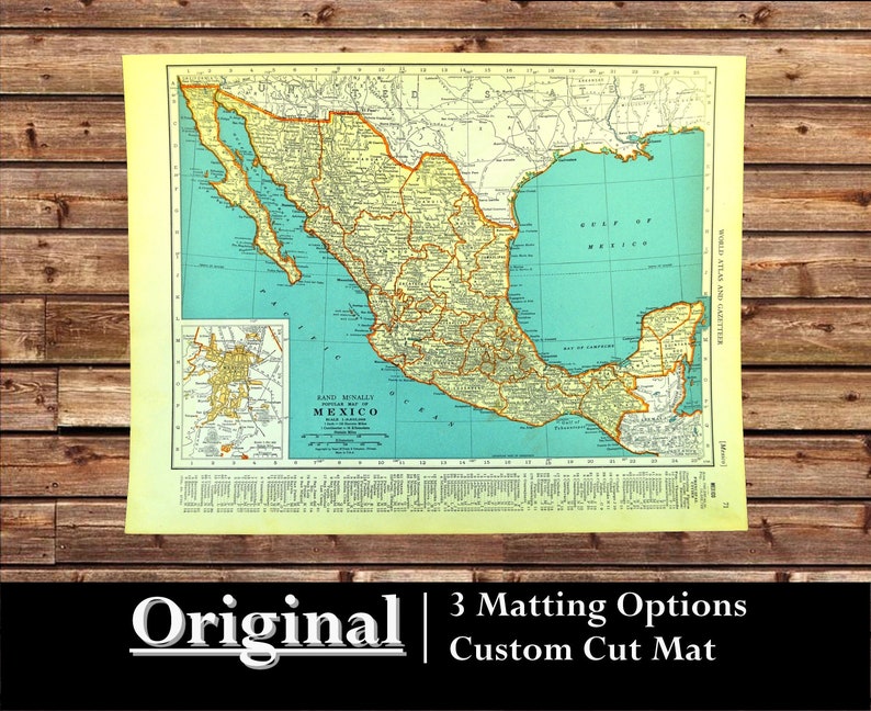 Vintage MEXICO Map Wall Art Decor Frameable 1930s ORIGINAL Etsy