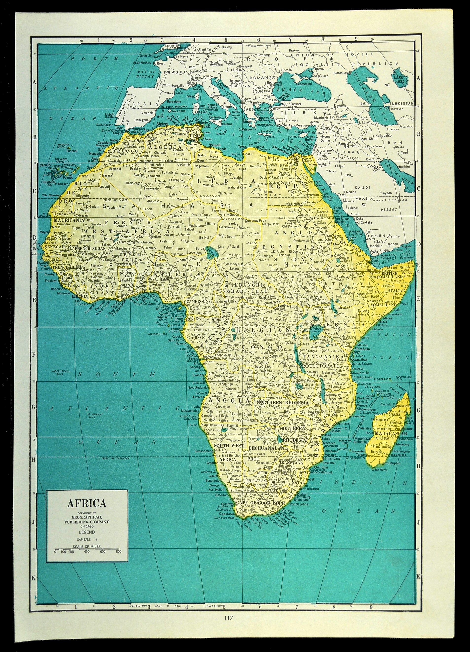 Africa Map of Africa Wall Art Decor Matted Africa Map Ready to | Etsy
