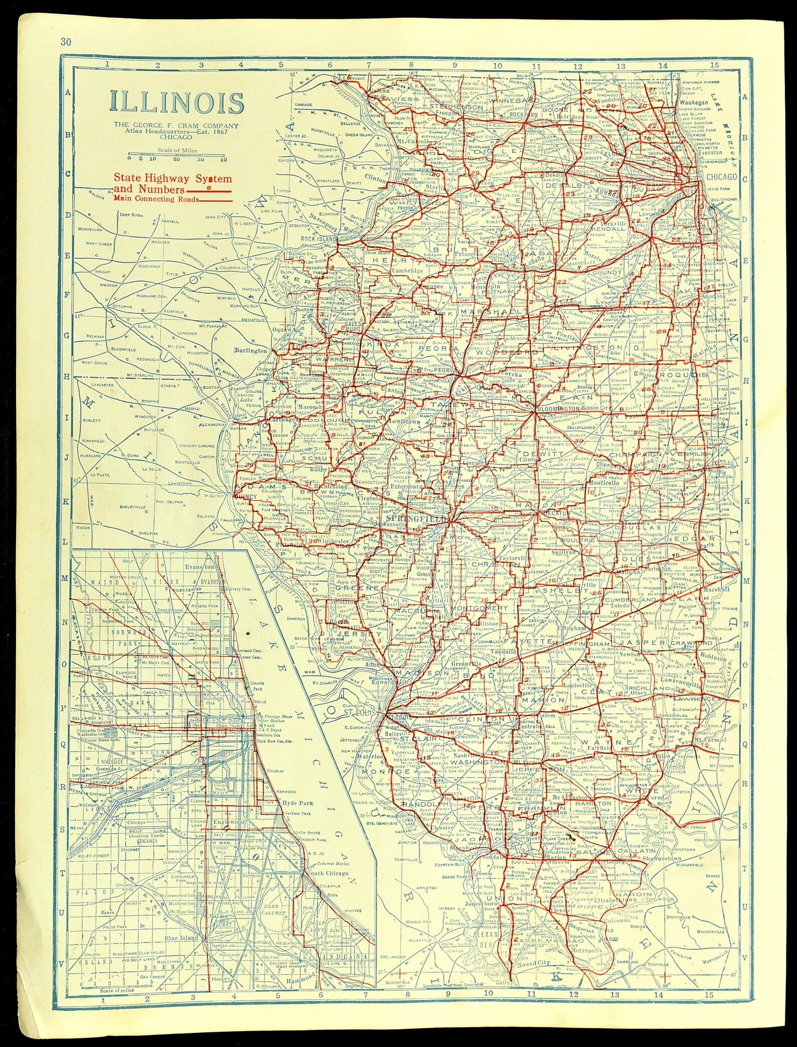 Illinois Map of Illinois Road Map Wall Art Decor TWO SIDED | Etsy