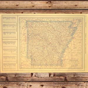Antique ARKANSAS RAILROAD Map Wall Art Decor ORIGINAL Print Old Boyfriend Gift
