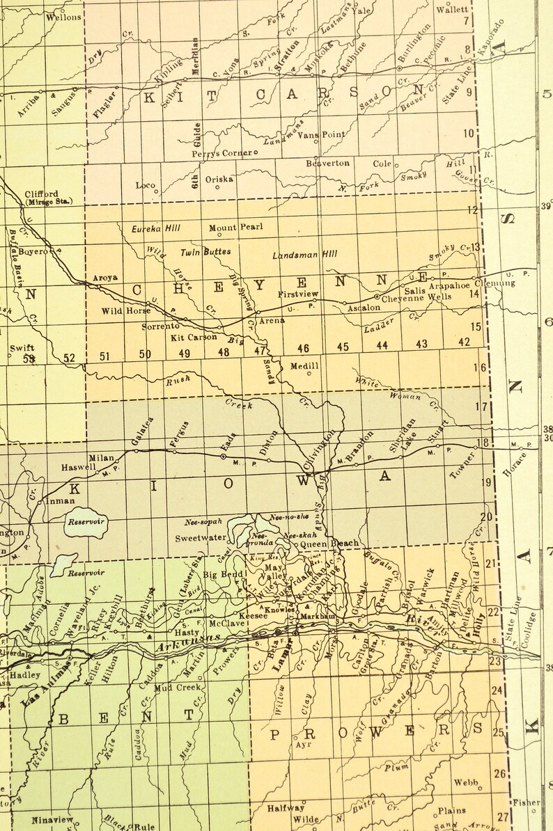 Eastern Colorado Map of Colorado Wall Art Decor LARGE Eastern Etsy