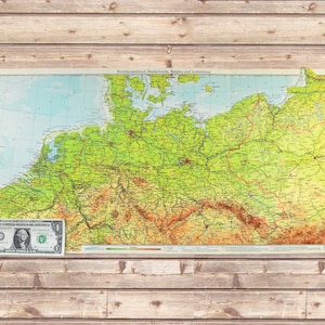 Vintage Northern Germany Map Wall Art Netherlands 1950s ORIGINAL Traveler Gift