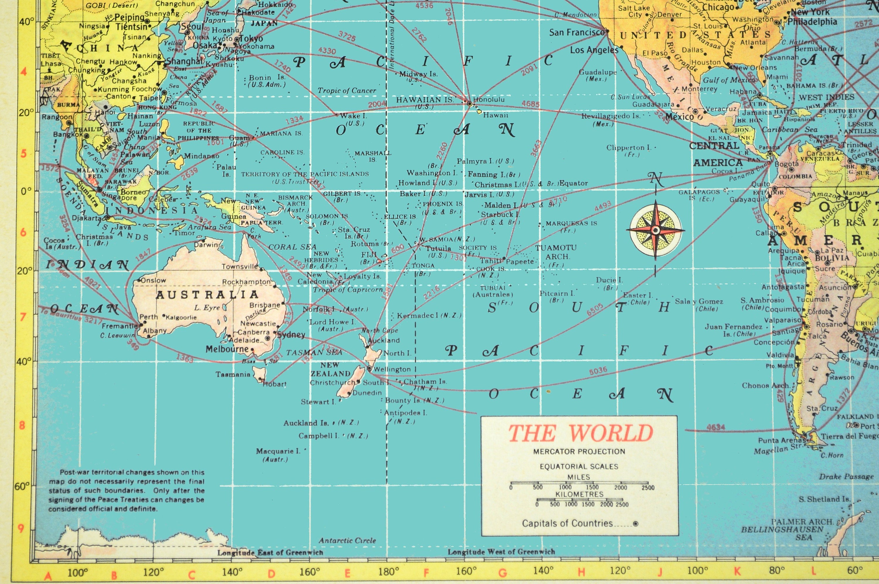 Map of the World Map Wall Decor Art Mid Century Modern Etsy Canada