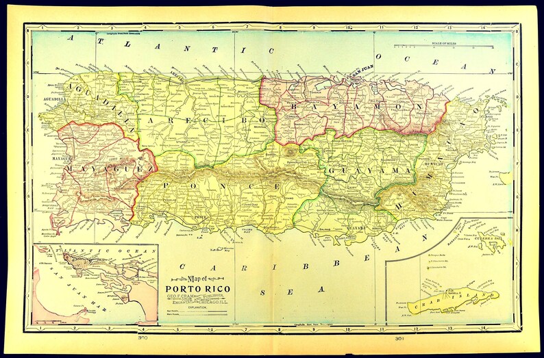 Wohndekor Puerto Rico Map Of Puerto Rico Wall Decor Art Antique