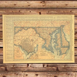 Vintage MARYLAND RAILROAD Map Wall Art Frameable Ready to Frame ORIGINAL