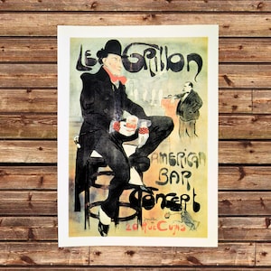 French Poster Paris Bar Drinking  Print Wall Art Liquor Gift For Her