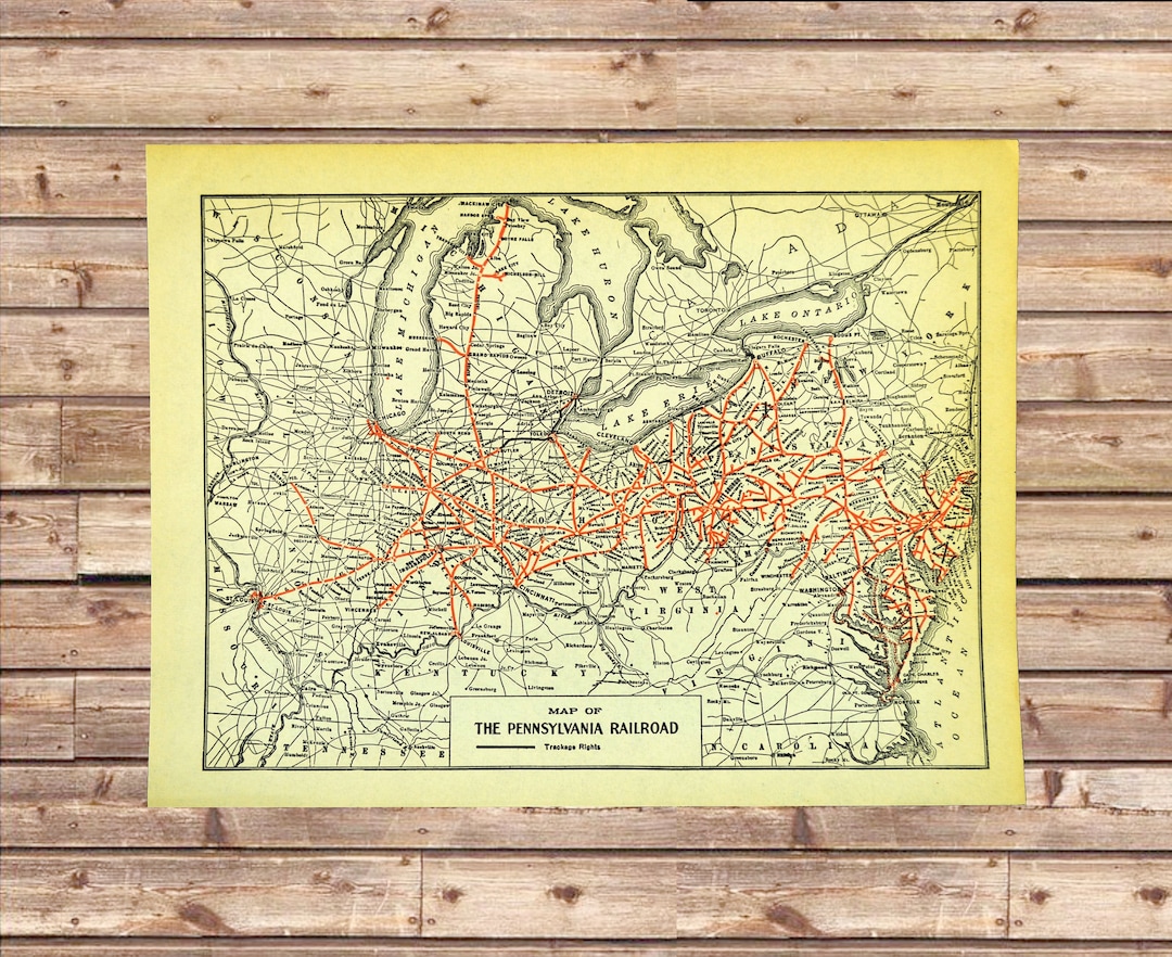 1928 Antique PENNSYLVANIA RAILROAD Map Vintage Collectible Etsy