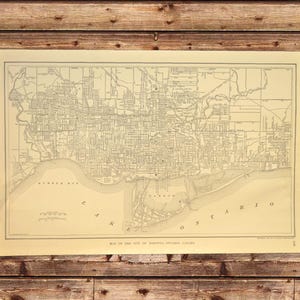Vintage TORONTO Map City Street Wall Art Canada Ontario ORIGINAL DATED 1907