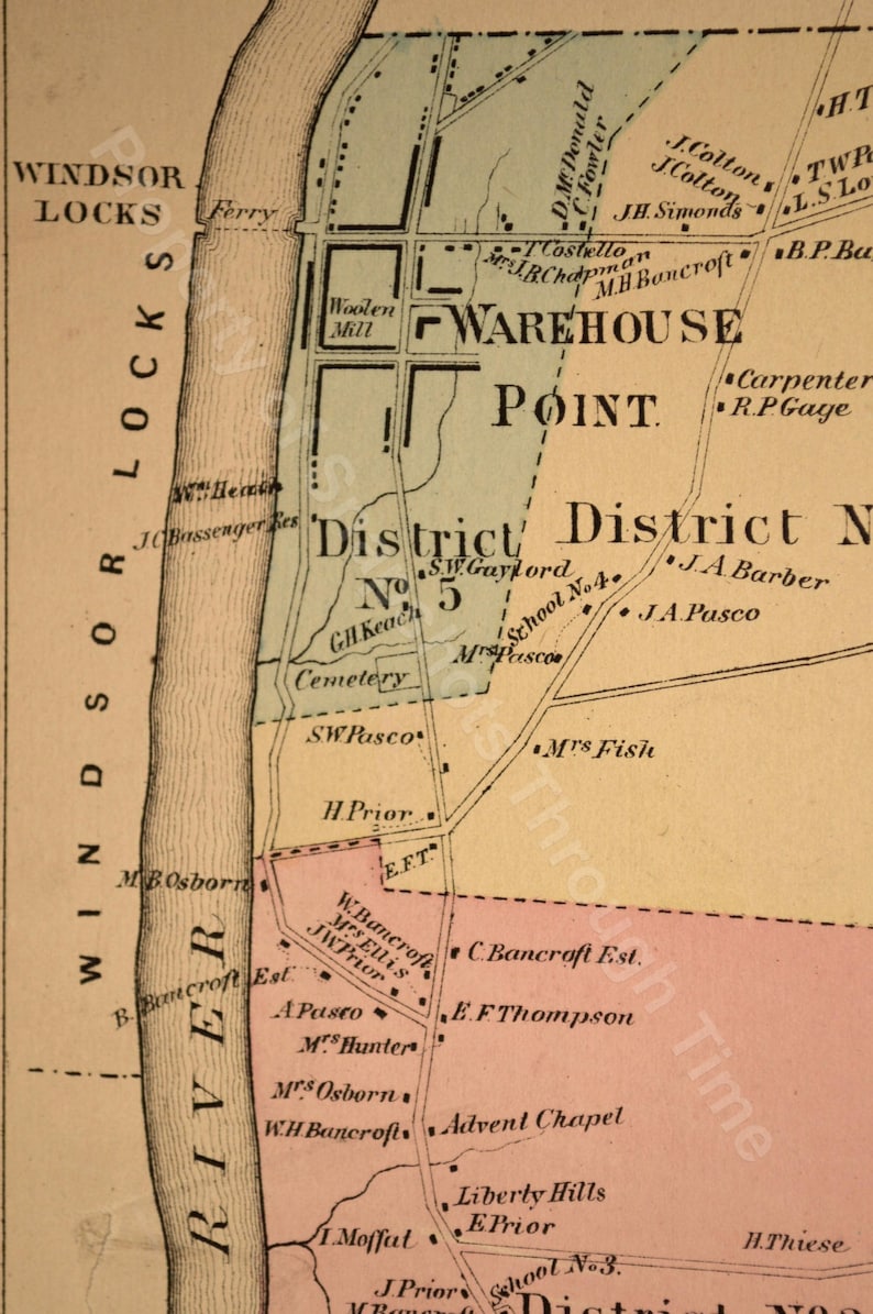 East Windsor Map Connecticut Antique Residential District Etsy