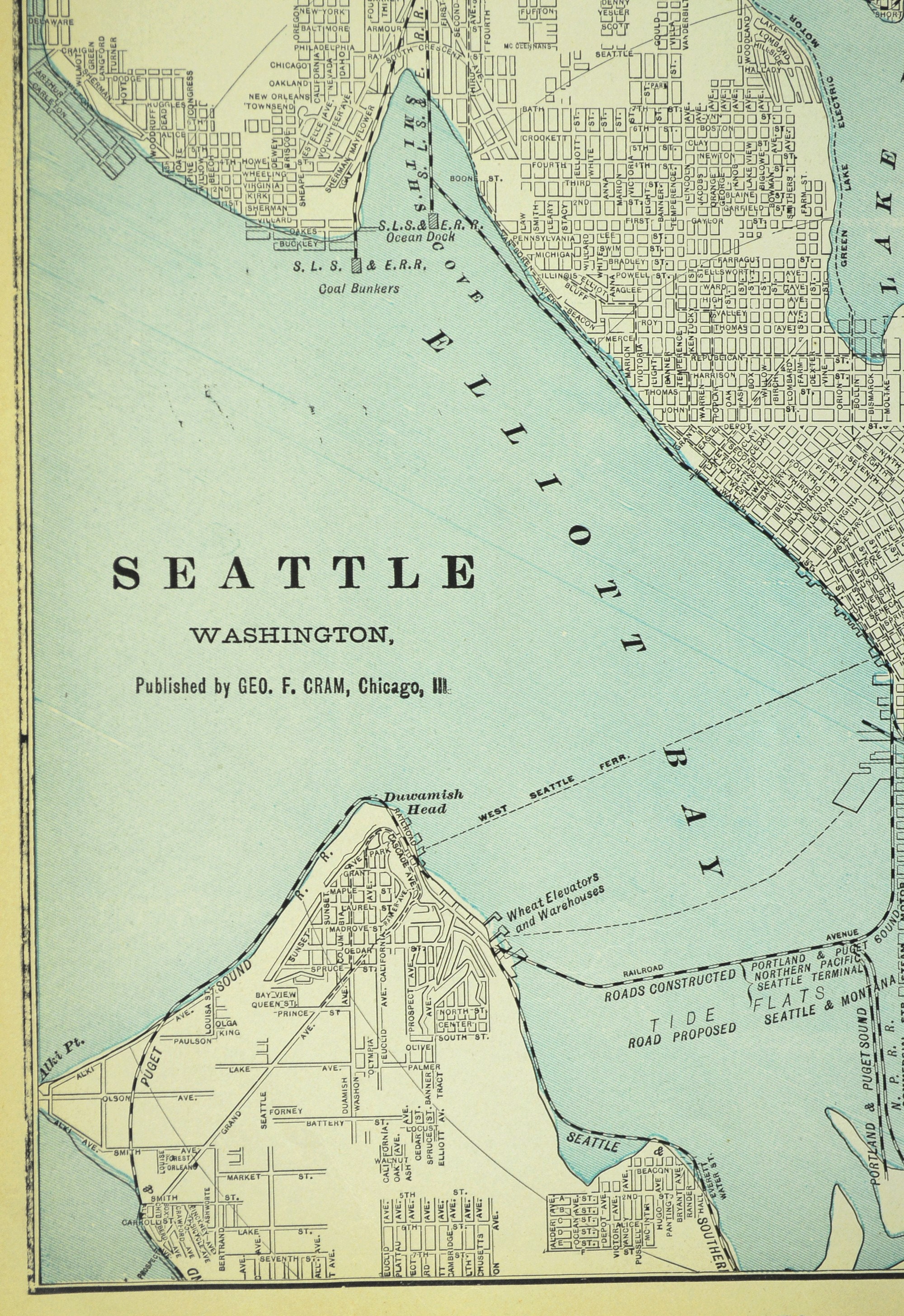 Antiguo Seattle mapa de Seattle Street mapa pared decoración | Etsy