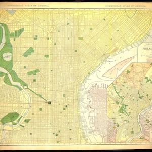 Vintage PHILADELPHIA Map Street Map Wall Art Decor LARGE Old Original Antique