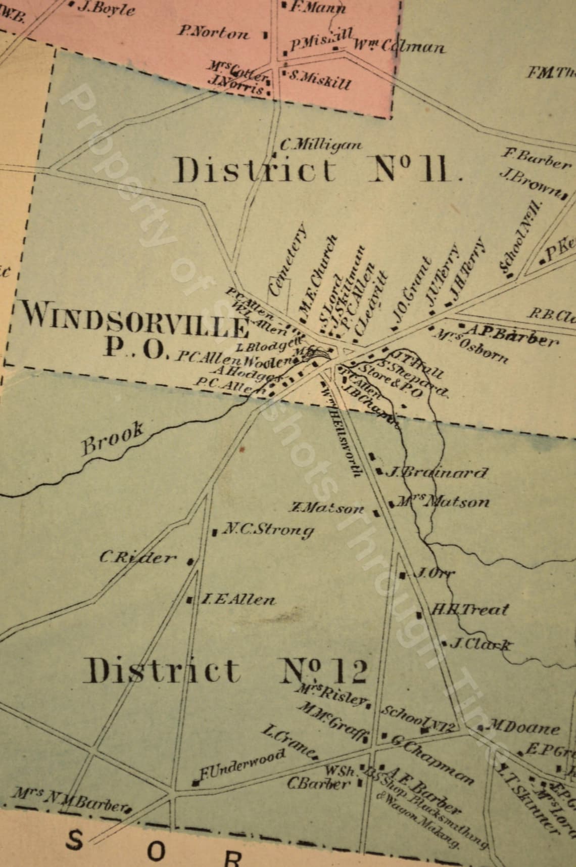East Windsor Map Connecticut Antique Residential District Etsy