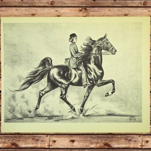 Vintage Horse Show Print Horse Wall Art Decor Ready to Frame Frameable