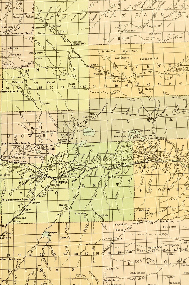 Eastern Colorado Map of Colorado Wall Art Decor LARGE Eastern Etsy