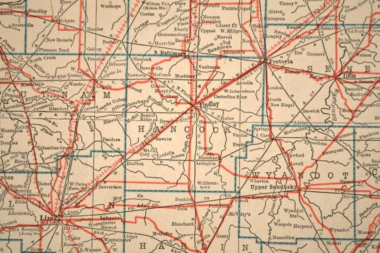 NORTHERN OHIO Road Map Wall Art Decor LARGE Antique Original | Etsy