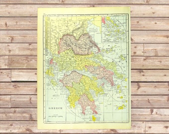 Vintage GREECE MAP of the Greek Isles Map Islands Wall Art ORIGINAL Gift For Him