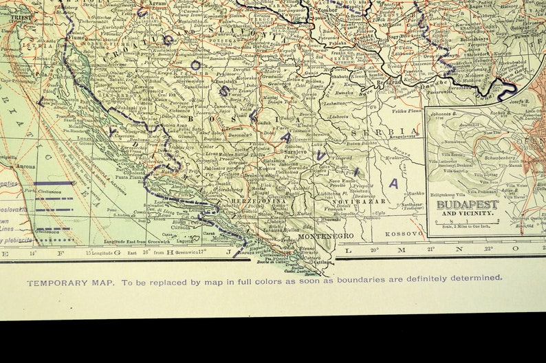 Post WWI Map of Central Europe Wall Art Decor LARGE Antique Etsy