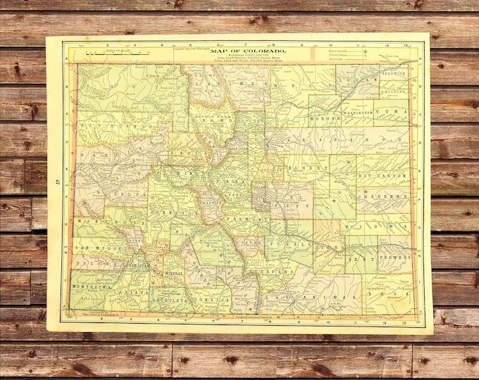 Antique Colorado Map of Colorado Wall Art Decor Original Old | Etsy