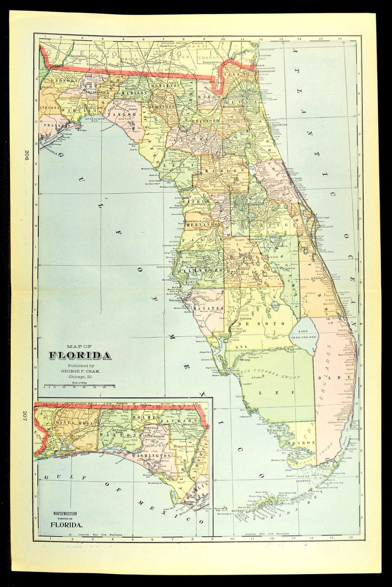 LARGE Florida Map of Florida Wall - Il 794xN.2587811443 8ng6 
