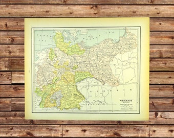 Vintage GERMANY MAP Wall Art Original Frameable Ready to Frame Traveler Gift