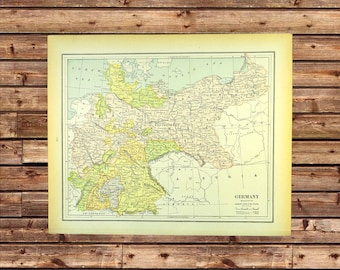 Vintage GERMANY MAP Wall Art Original Frameable Ready to Frame Traveler Gift