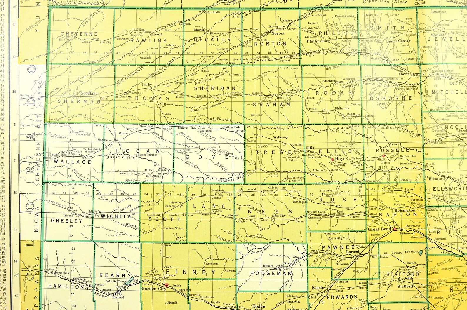 Kansas Map of Kansas Wall Decor Art EXTRA LARGE Railroad Etsy