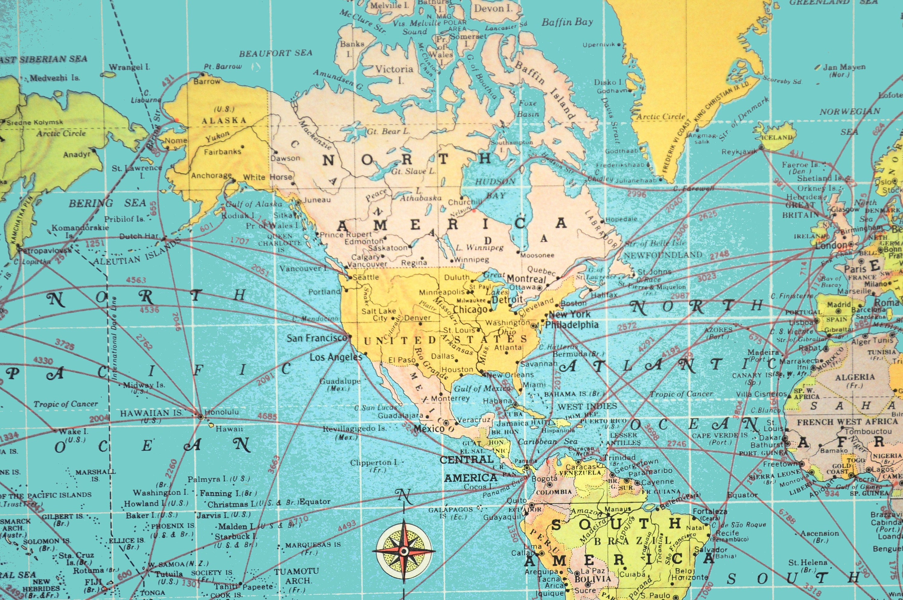 Map of the World Map Wall Decor Art Mid Century Modern Etsy Canada