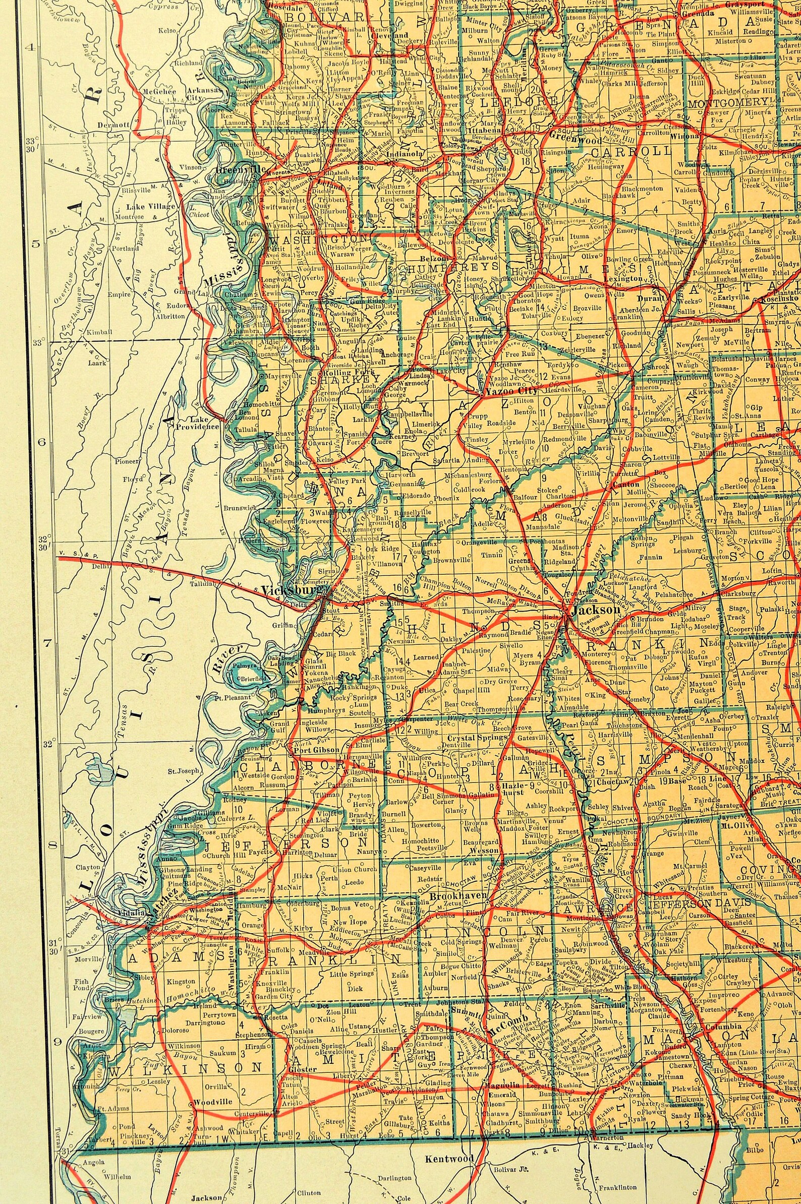 Laminated Map Large Detailed Roads And Highways Map Of Mississippi Images