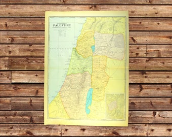 Palestine Map of the Holy Land Wall Art LARGE Israel Jerusalem Traveler Gift