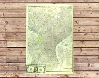 PHILADELPHIA MAP of Philadelphia Street Map Wall Art Decor LARGE Center City Manayunk Wedding Gift For Him Old