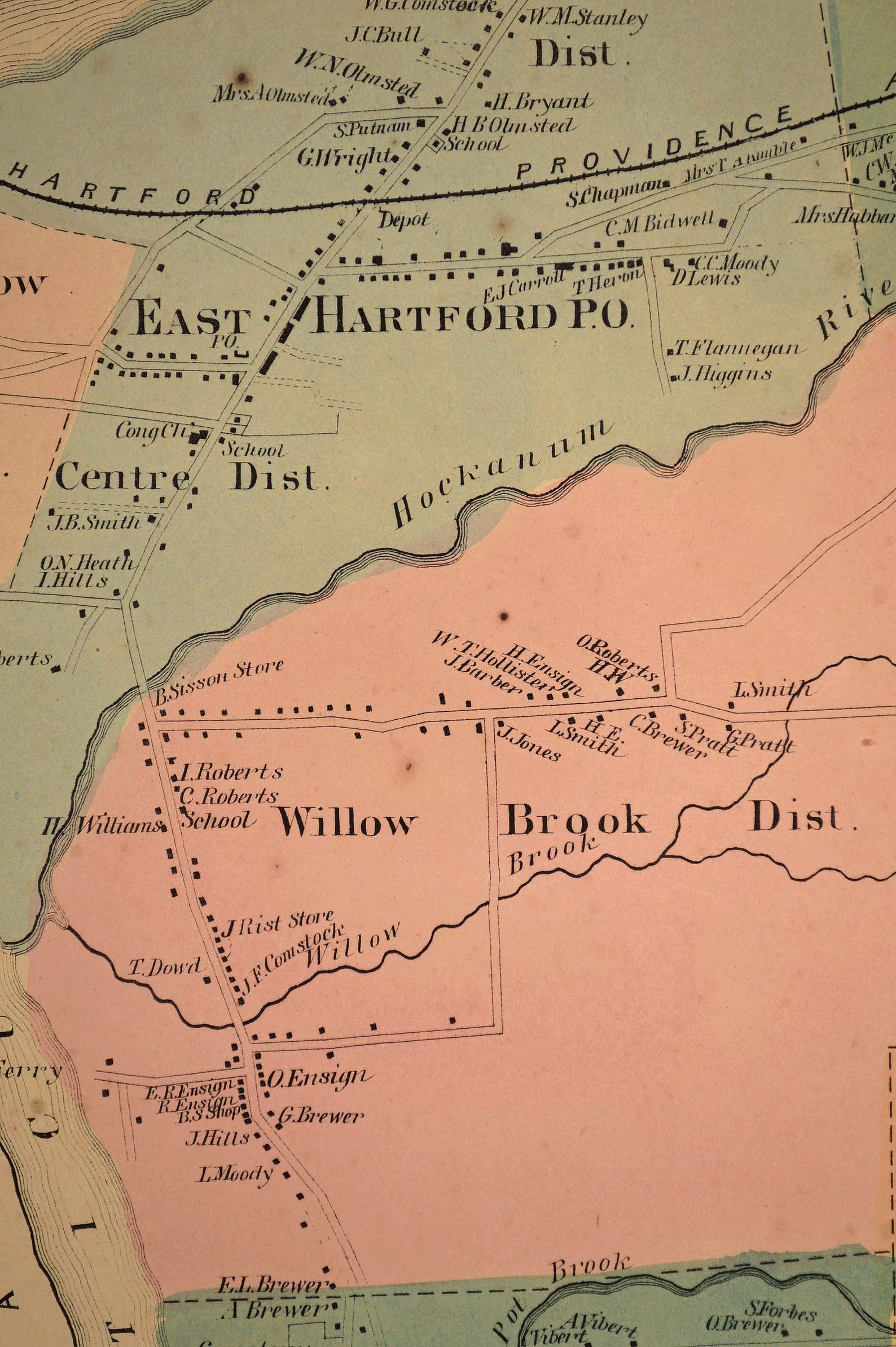 East Hartford Map Street Antique Connecticut Residential Etsy