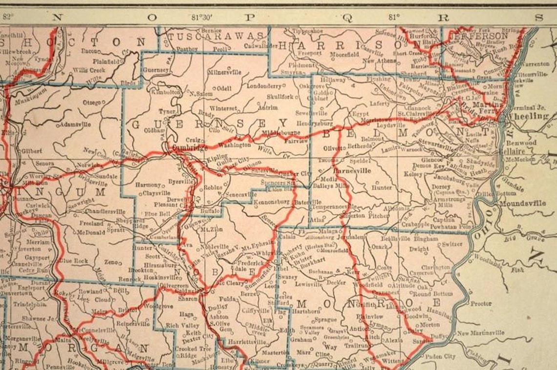 Southern Ohio Map of Ohio Wall Decor Art LARGE Road Map | Etsy