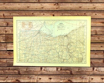 Northern Ohio Railroad Map of Ohio Wall Art Decor LARGE Antique Map Old Boyfriend Gift