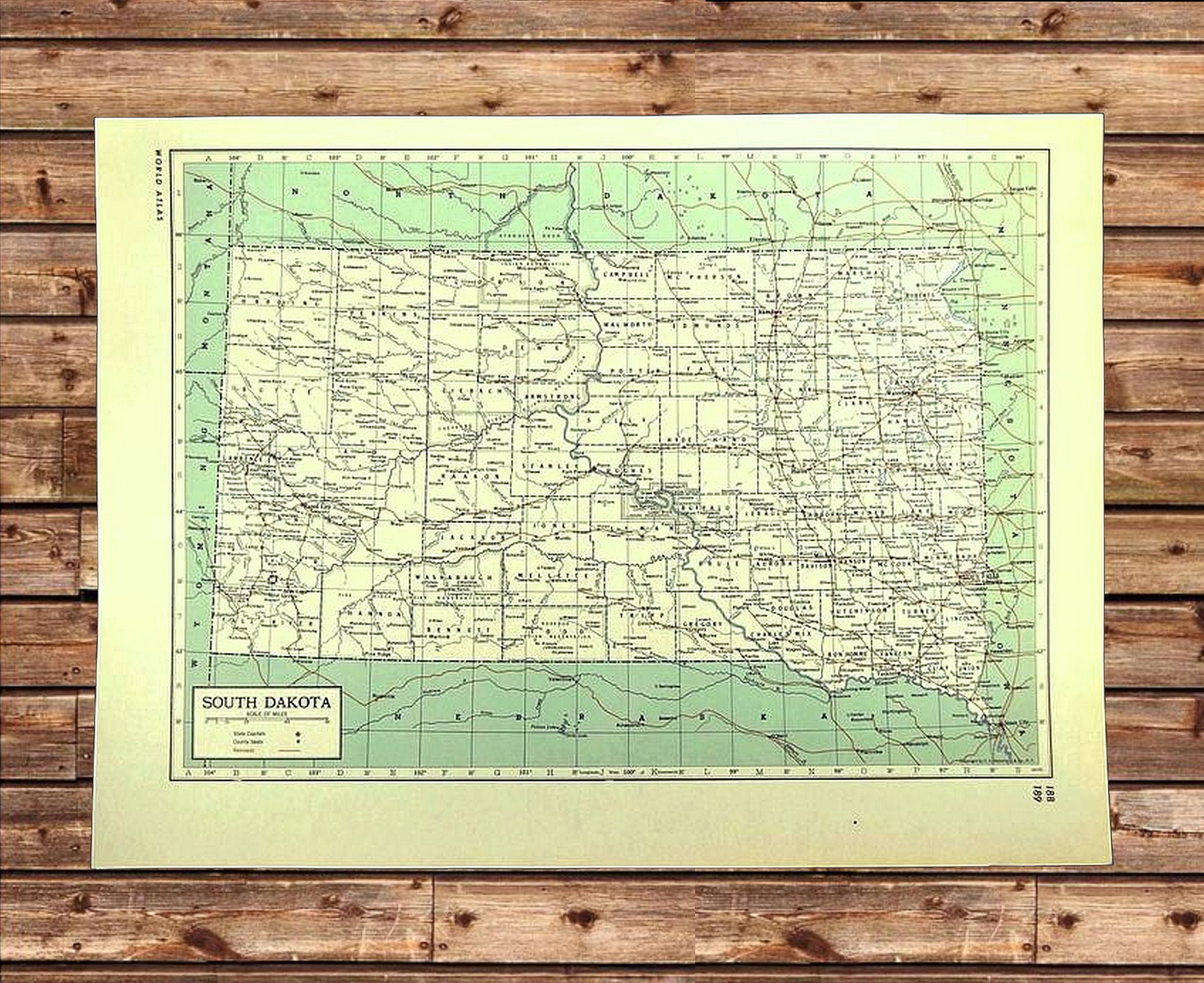 SOUTH DAKOTA Map Wall Art Railroad Vintage ORIGINAL Ready to - Etsy