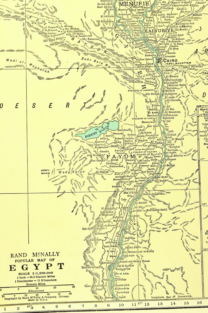 Nile Map Of The Nile River Wall Art River Vintage Egypt 1940s Etsy