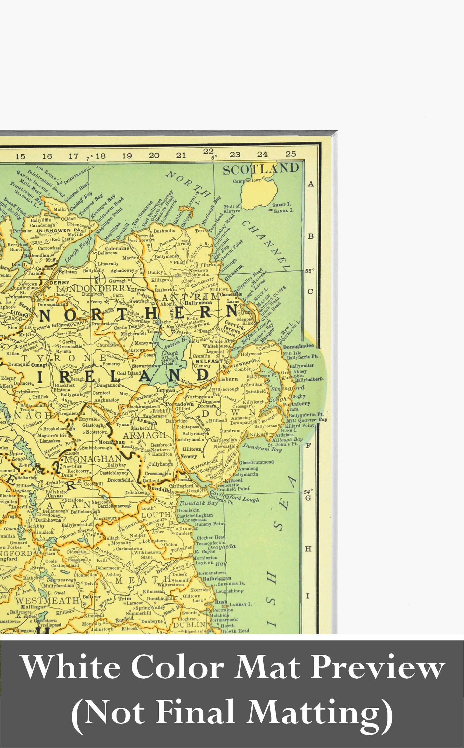 Vintage IRELAND MAP of Ireland Wall Art Decor Frameable - Etsy