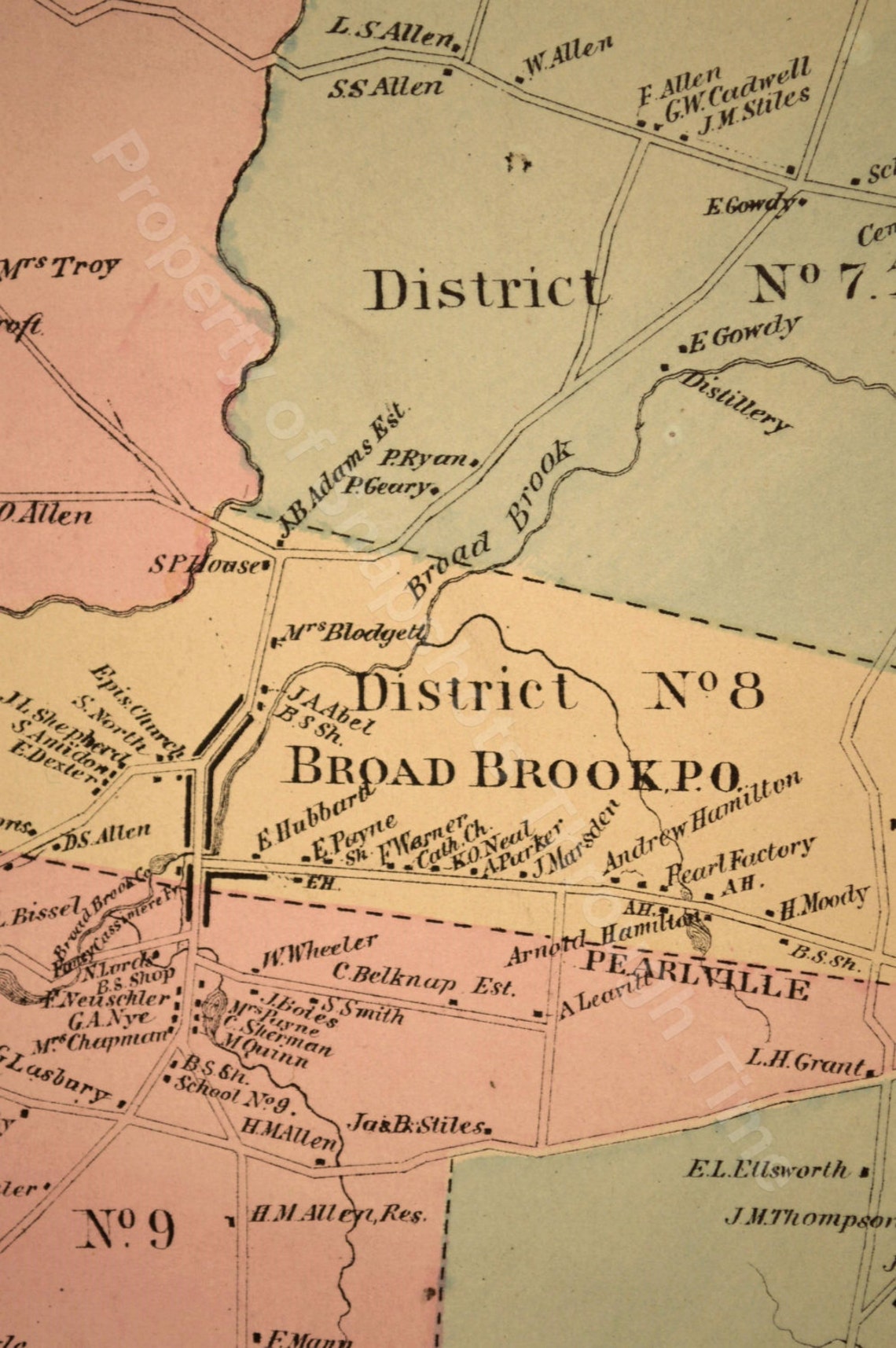 East Windsor Map Connecticut Antique Residential District Etsy