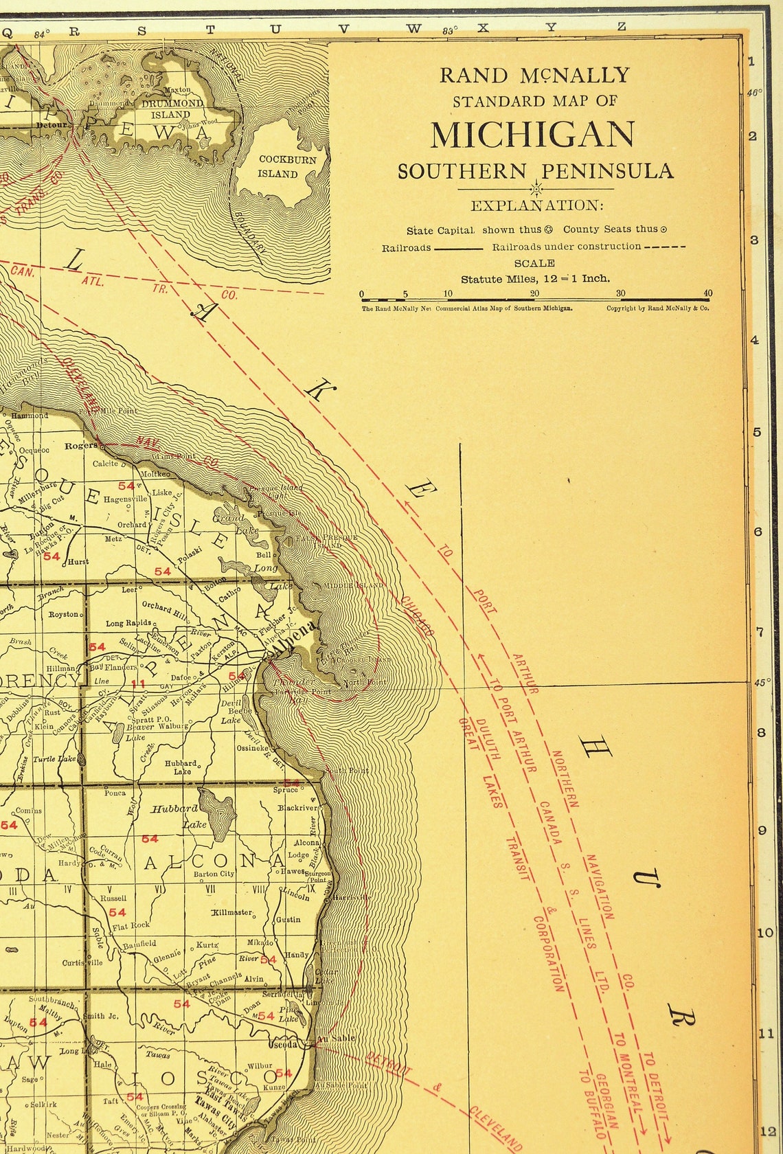 MICHIGAN Railroad Map Wall Art Decor Antique Old EXTRA LARGE - Etsy