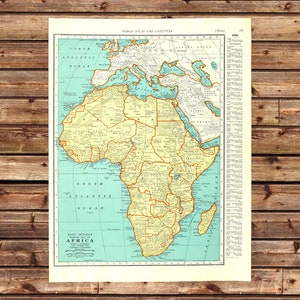 Vintage AFRICA MAP of Africa Wall Decor Art ORIGINAL Traveler Gift Lithograph Old Boyfriend Gift