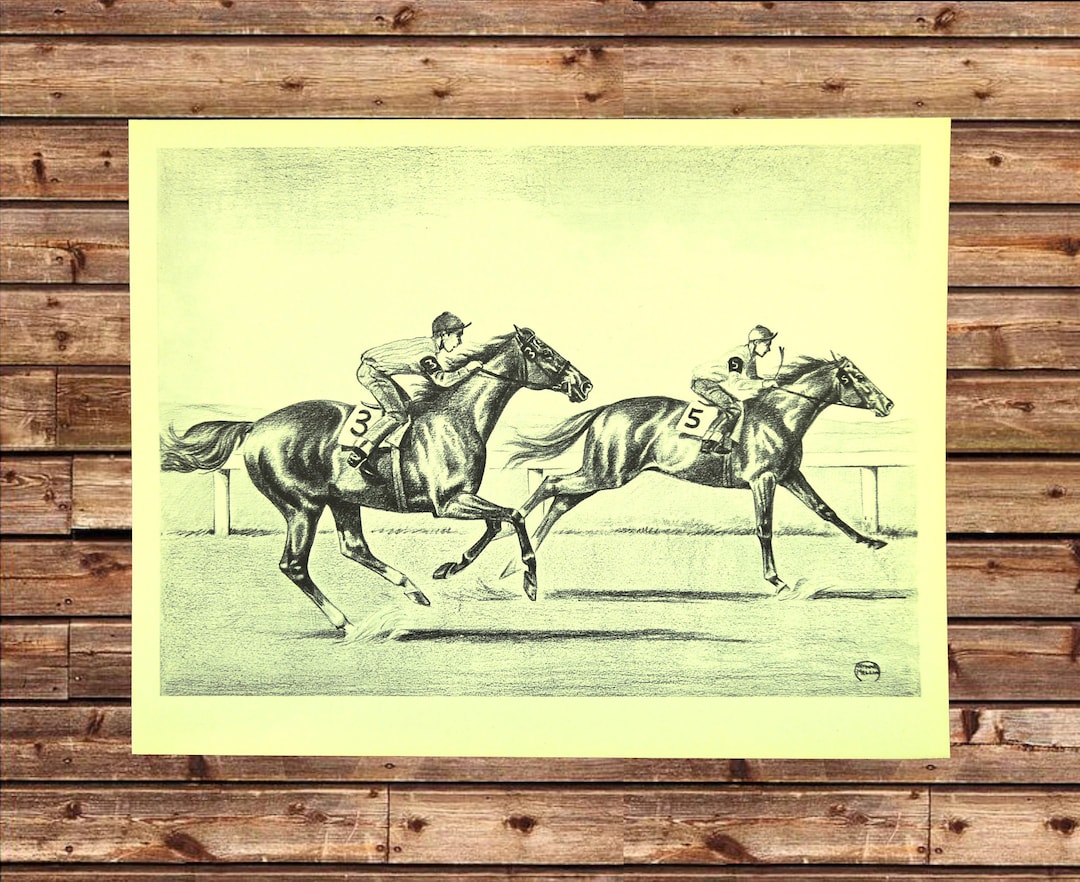 Horse Racing Print Wall Art Horse Wall Decor Racetrack Etsy