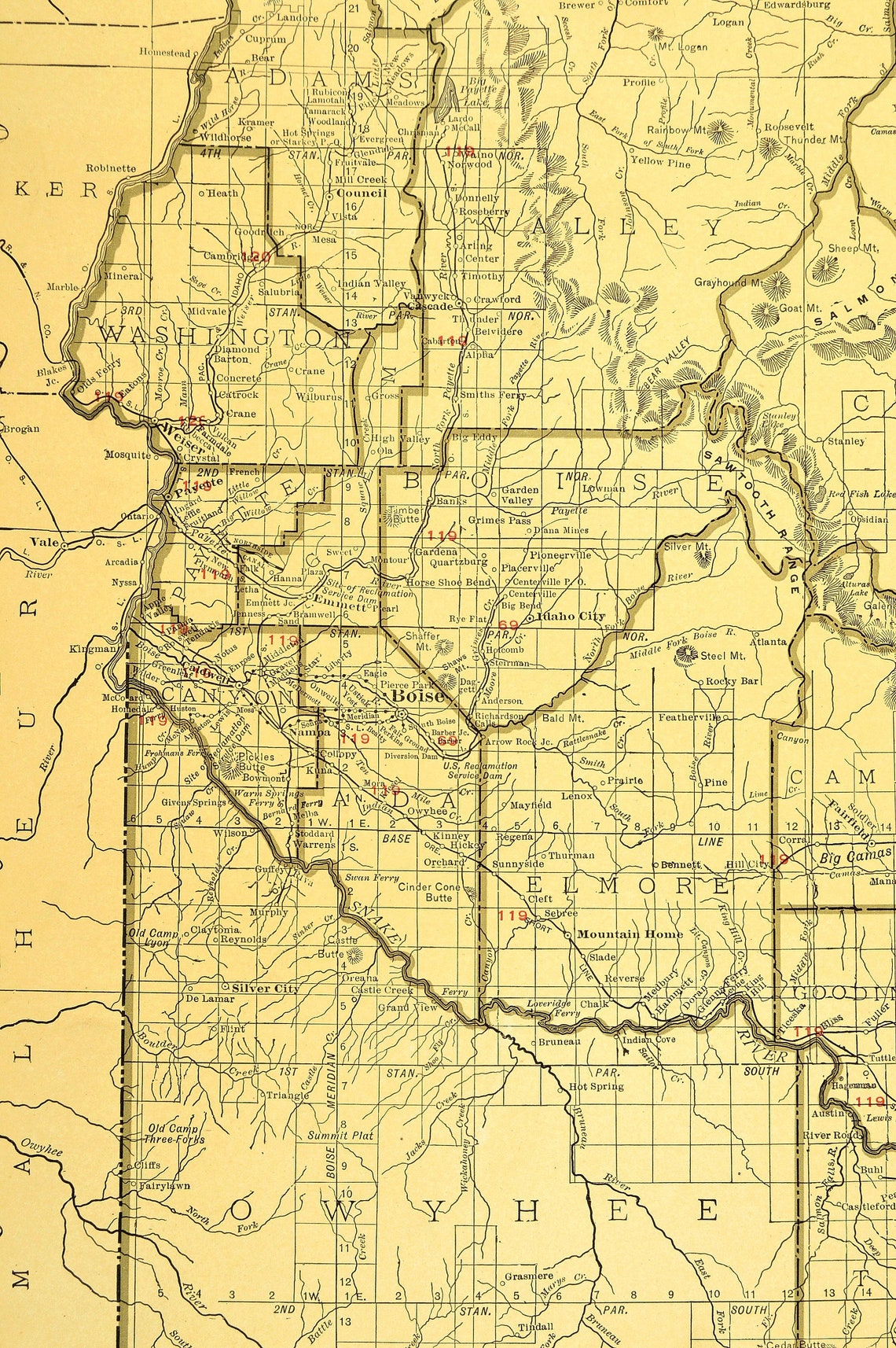 Idaho Map of Idaho Railroad Map EXTRA LARGE Wall Art Gift Idea Etsy