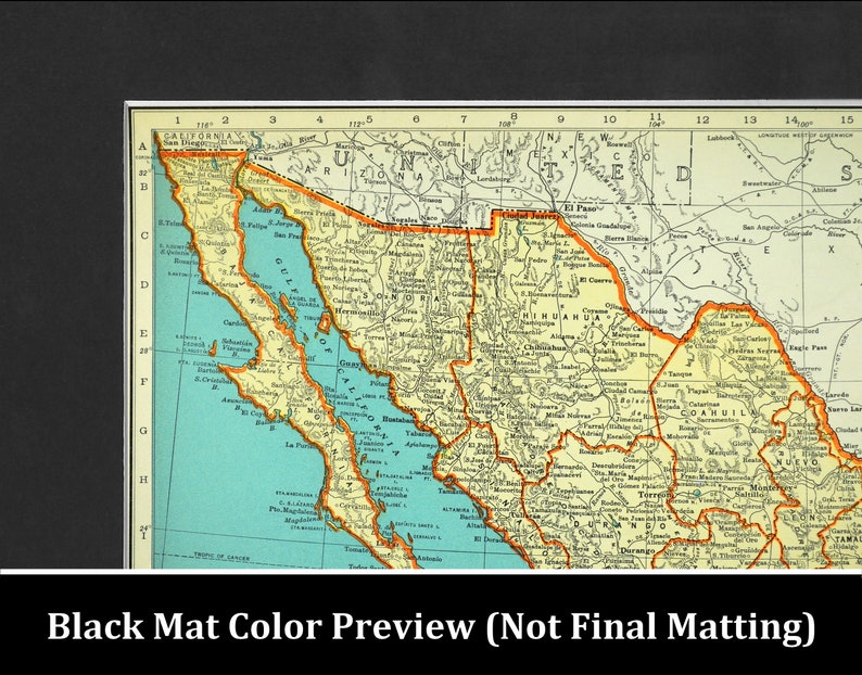 Vintage MEXICO Map Wall Art Decor Frameable 1930s ORIGINAL Etsy