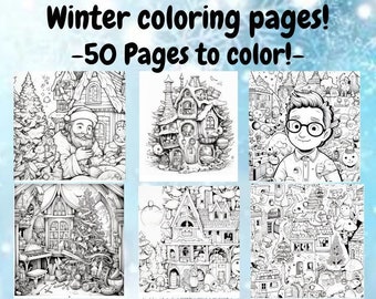 Winter Coloring Pages | Winter Coloring | Stress Relief | Printable Adult Coloring Page | Instant Download l Christmas Coloring Pages l PDF