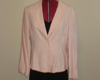 MEXX Pink Linen Jacket Size 16 UK Womens Spring Sumner Fashion, Casual Office Wedding
