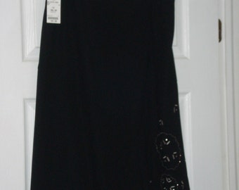 Vintage Black A Line Skirt - Miss Alliage Beaded Clothing -  Womens Size 14 Petite -UNWORN with Tag